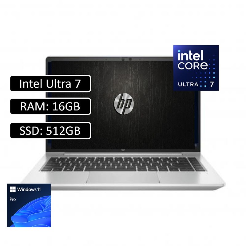 HP - Portatil Hp 440 G11 14″ Wuxga Ips, Intel Core Ultra 7 155U, 16Gb Ddr5, 512Gb Ssd, W11 Pro