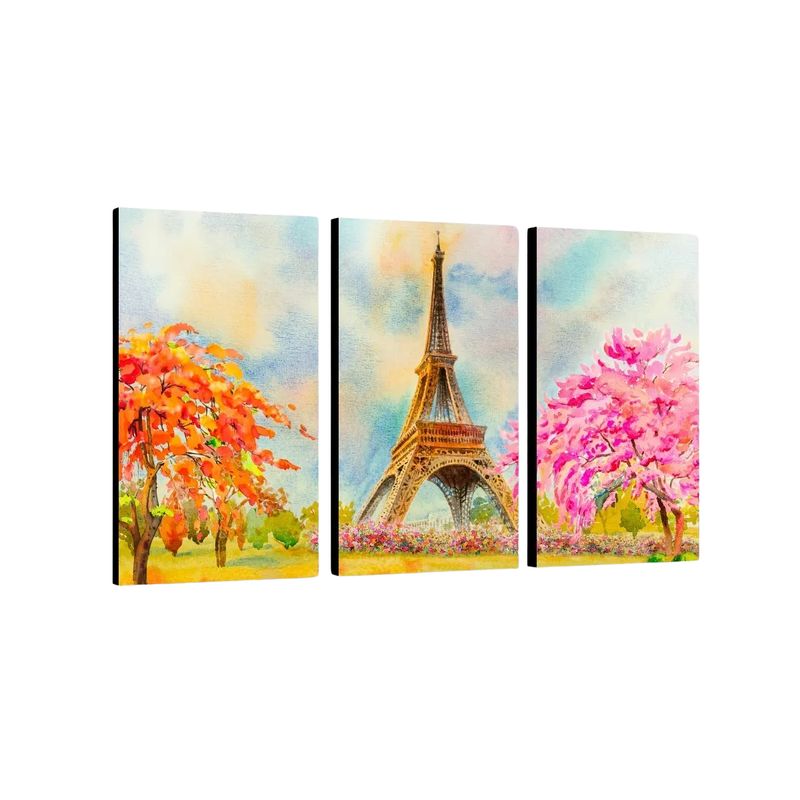 GENERICO - Cuadros Tripticos 90 Cm X 60 Cm, Modernos, Dibujo París