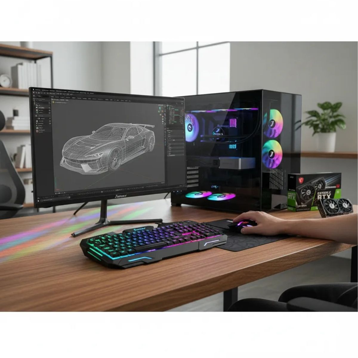 POWER GROUP - CPU AMD RYZEN 5-5600X  DISCO 512gbPCI RAM 16GB RTX3050 6G + Monitor 24pulgadas 144hz