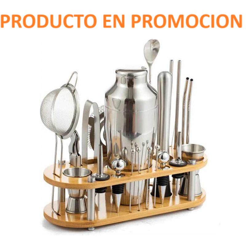BARTENDING COLOMBIA - SET DE COCTELERIA PARA BAR 23 PIEZAS EN ACERO INOXIDABLE