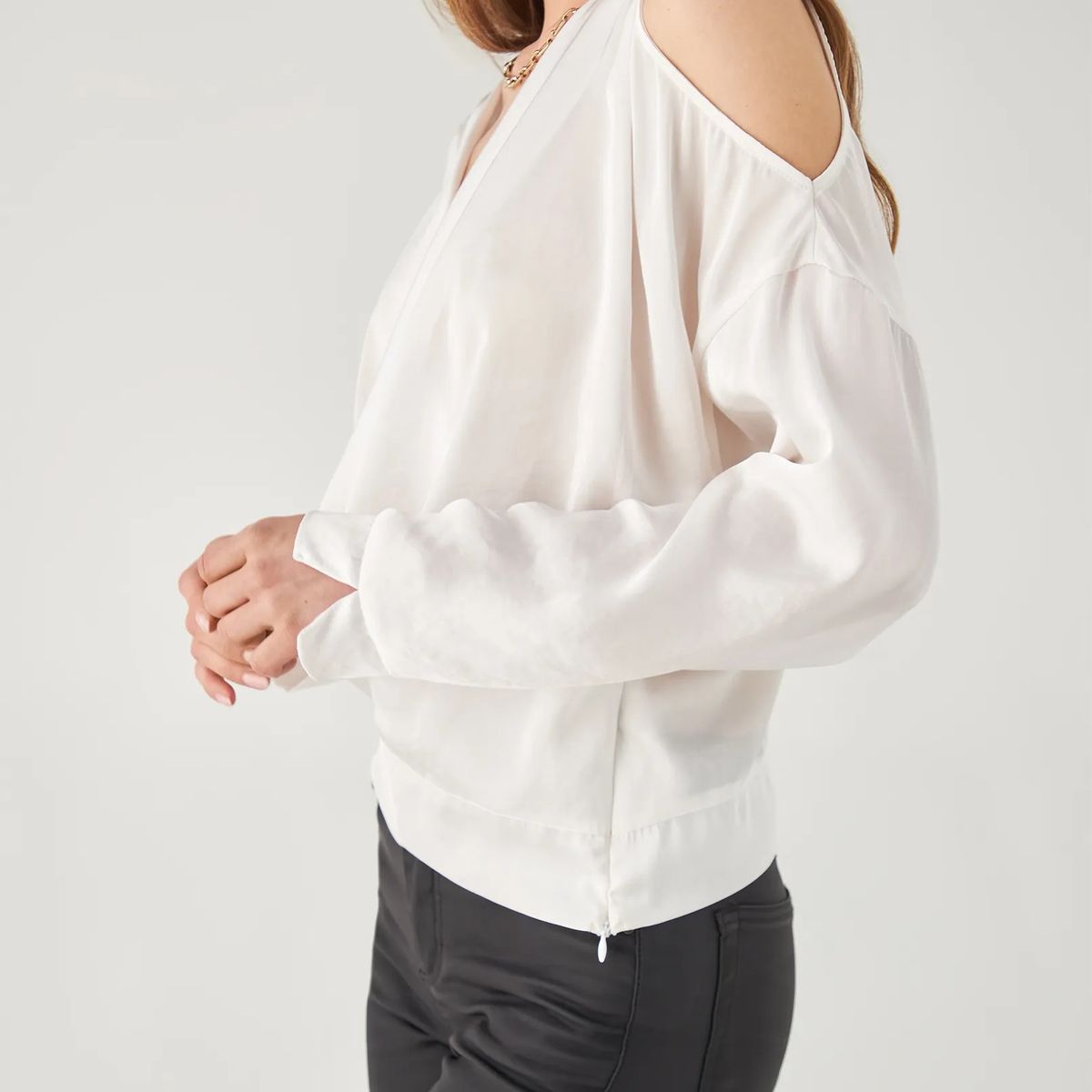 ESPRIT - Camisa Esprit Mujer Tela tipo Satín Escote en V