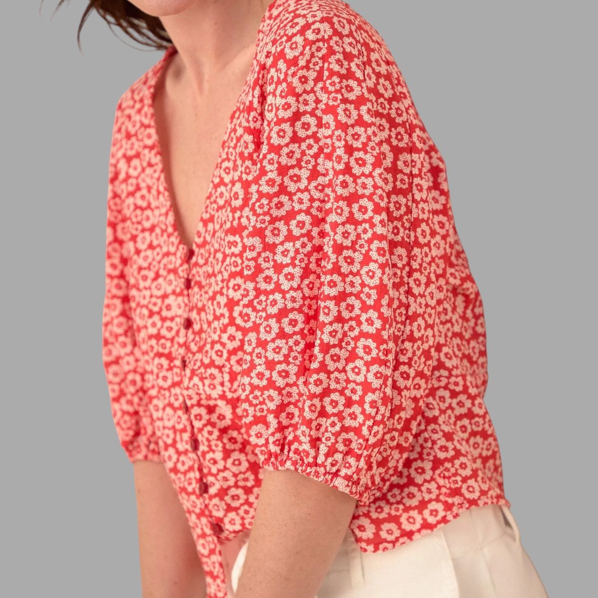 ESPRIT - Esprit Camisa para Mujer con Estampado Floral - Blusa para Dama Cuello en V