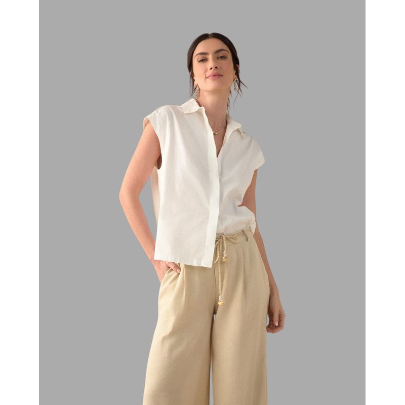ESPRIT - Camisa Esprit Mujer Manga Sisa con Diseño Abierto