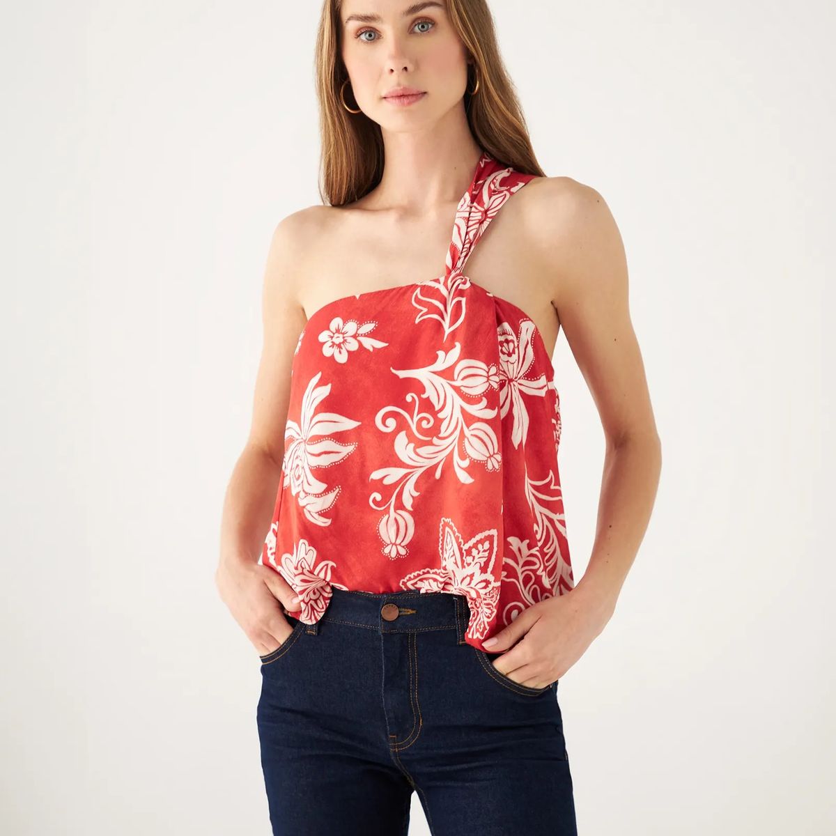 ESPRIT - Esprit Camisa para Mujer Diseño Asimétrico - Blusa para Dama Estampado Floral