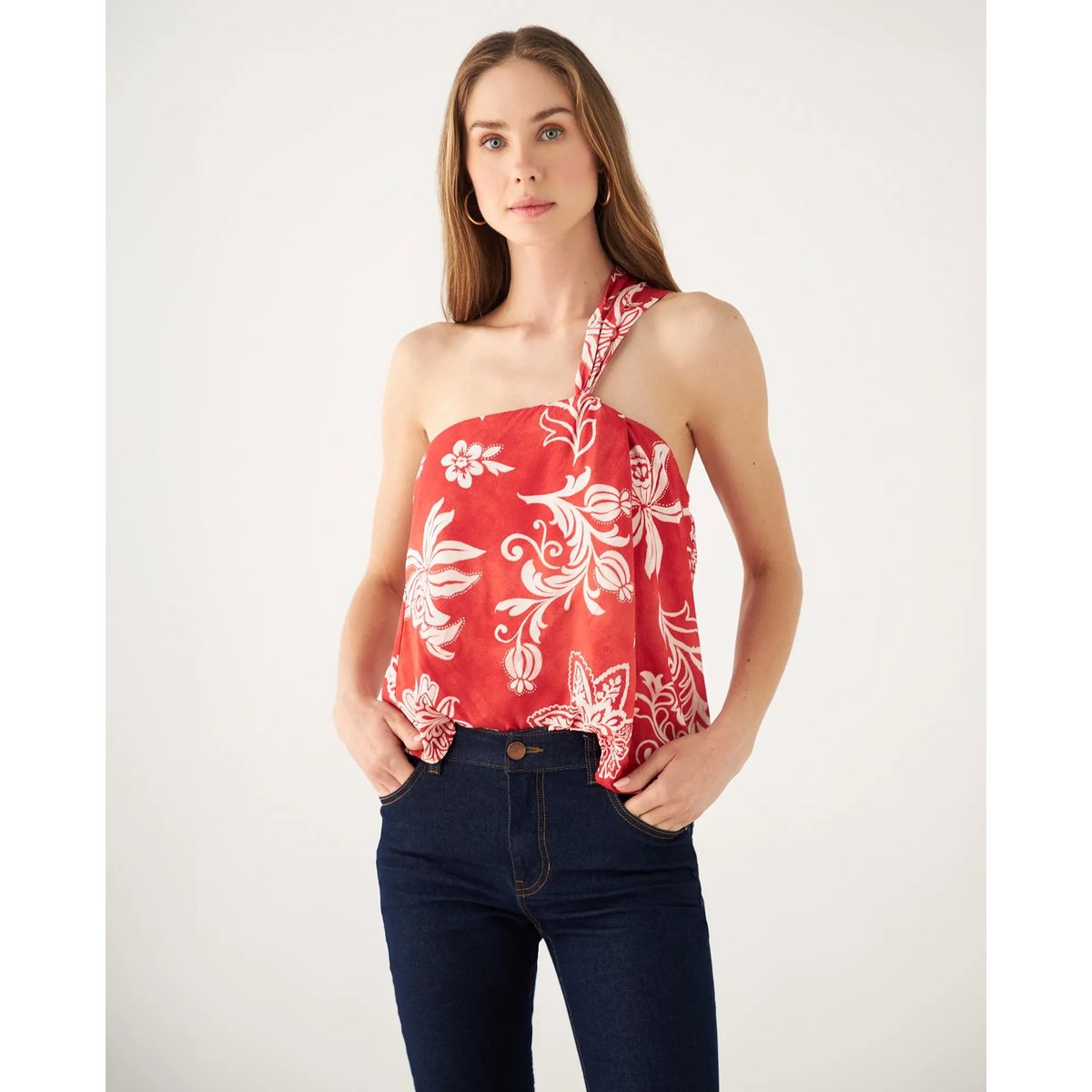 ESPRIT - Esprit Camisa para Mujer Diseño Asimétrico - Blusa para Dama Estampado Floral