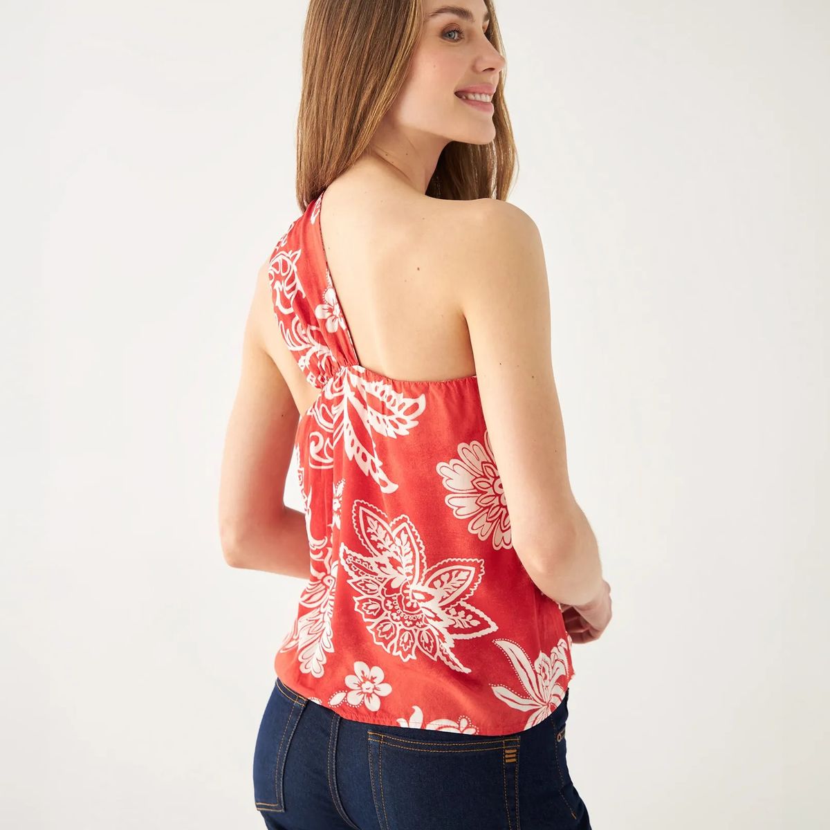 ESPRIT - Esprit Camisa para Mujer Diseño Asimétrico - Blusa para Dama Estampado Floral