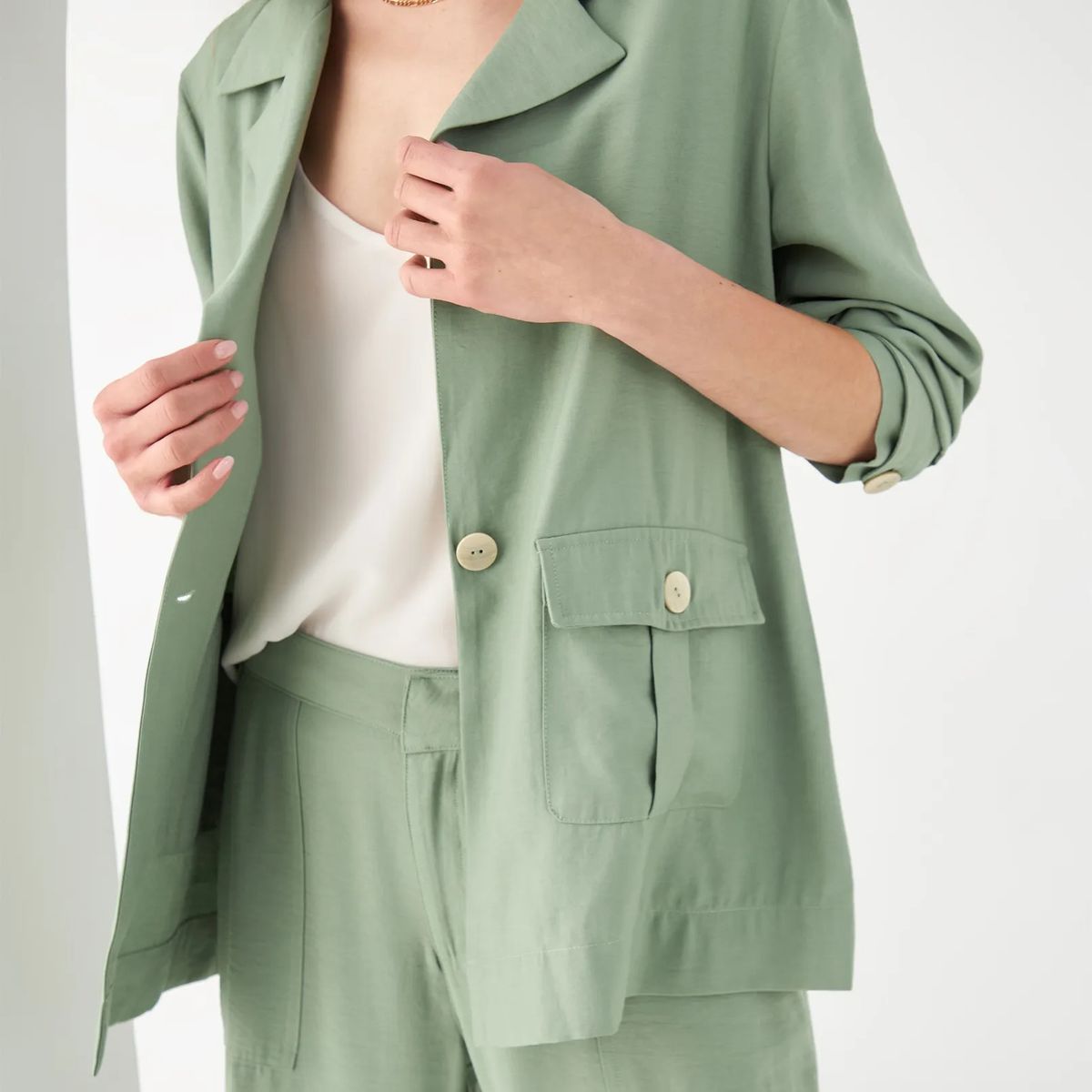 ESPRIT - Esprit Camisa para Mujer Tipo Chaqueta - Blusa para Dama Elegante