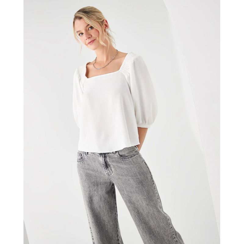 ESPRIT - Camisa Esprit para Mujer de Manga 34 con Escote Cuadrado