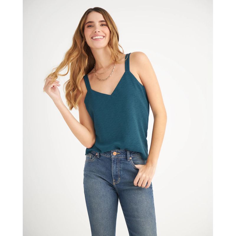 ESPRIT - Camisa Esprit para Mujer de Manga Sisa Escote en V