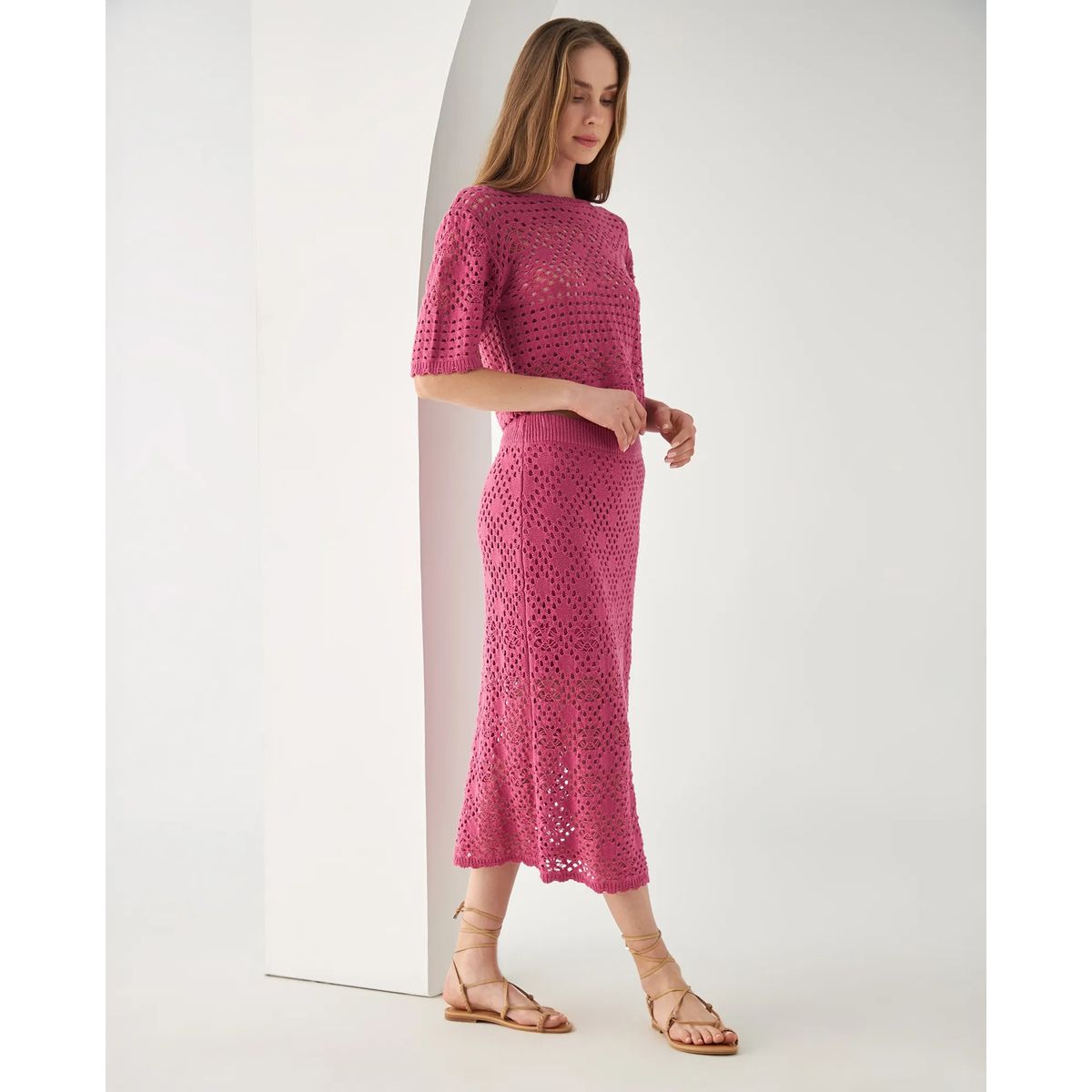 ESPRIT - Esprit Falda Midi para Mujer con Textura