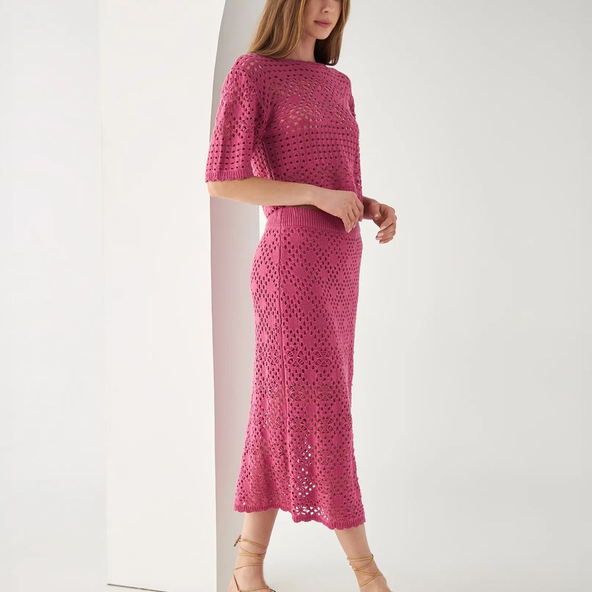 ESPRIT - Esprit Falda Midi para Mujer con Textura