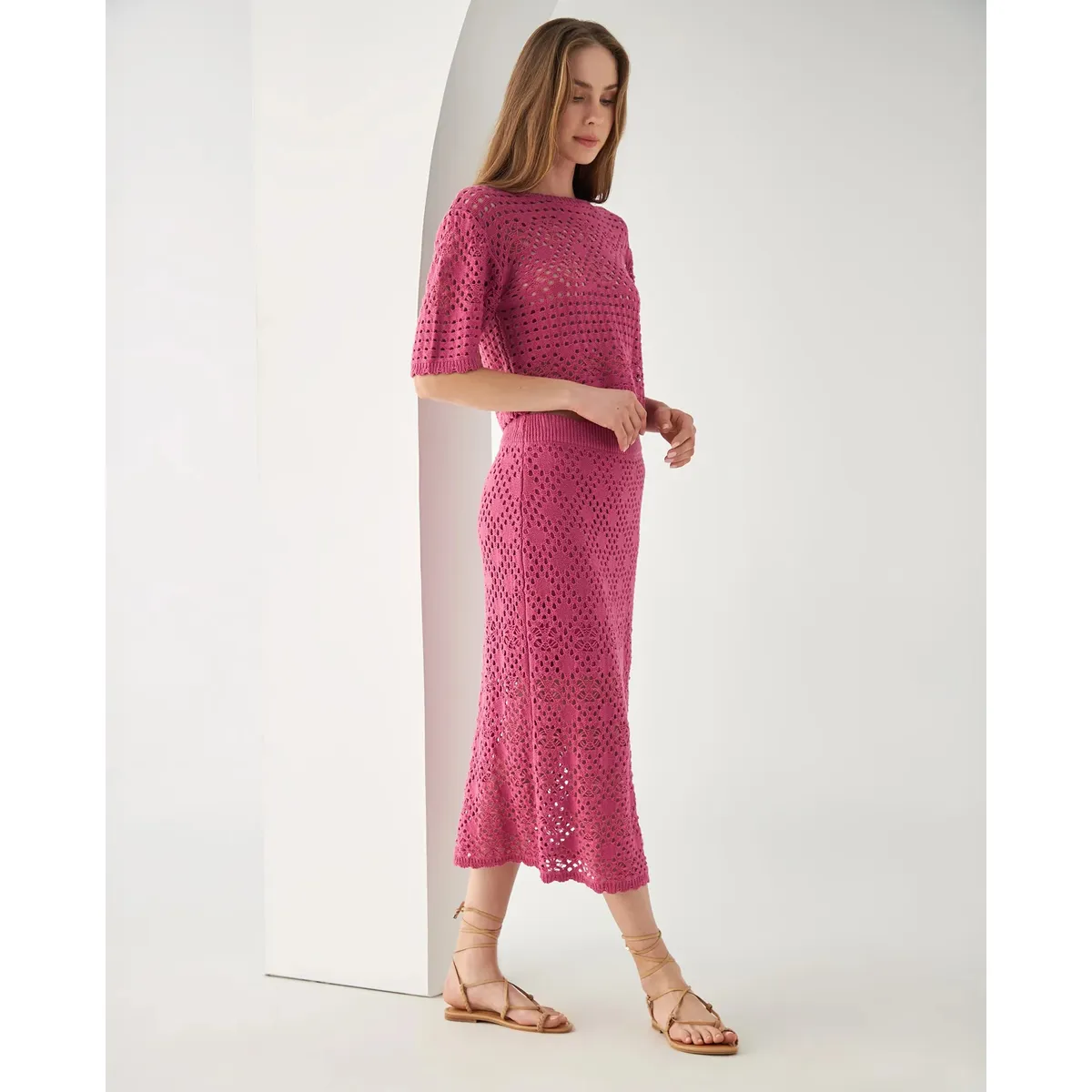 ESPRIT - Esprit Falda Midi para Mujer con Textura