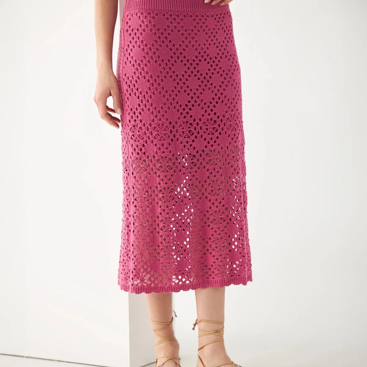 ESPRIT - Esprit Falda Midi para Mujer con Textura