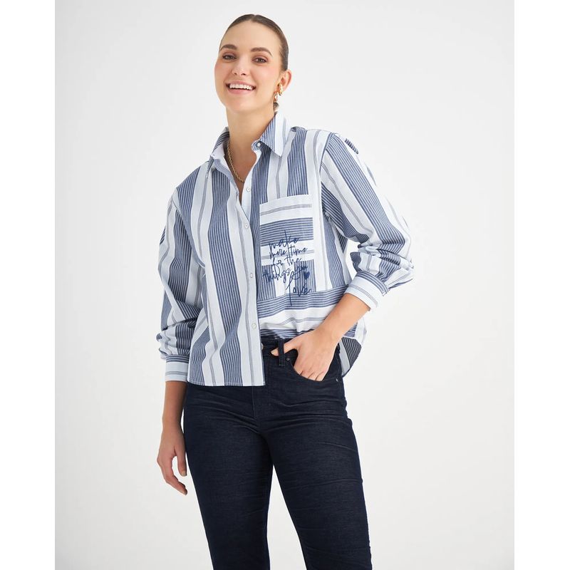 ESPRIT - Camisa Esprit para Mujer con Bordado de Letras