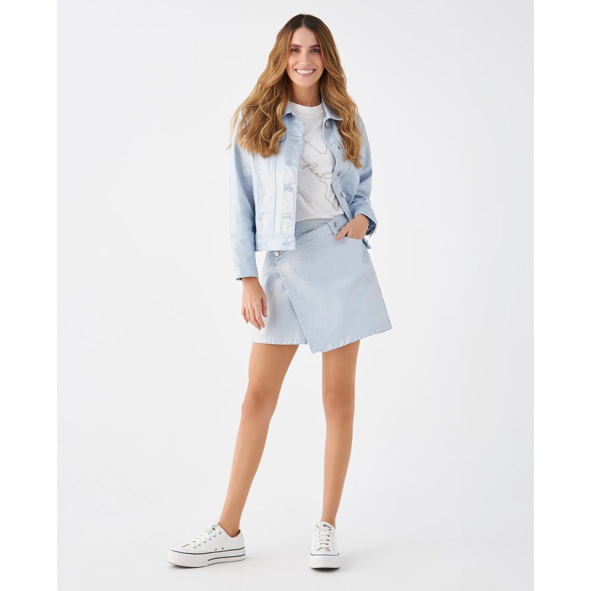ESPRIT - Esprit Falda Corta para Mujer con Efecto Metalizado