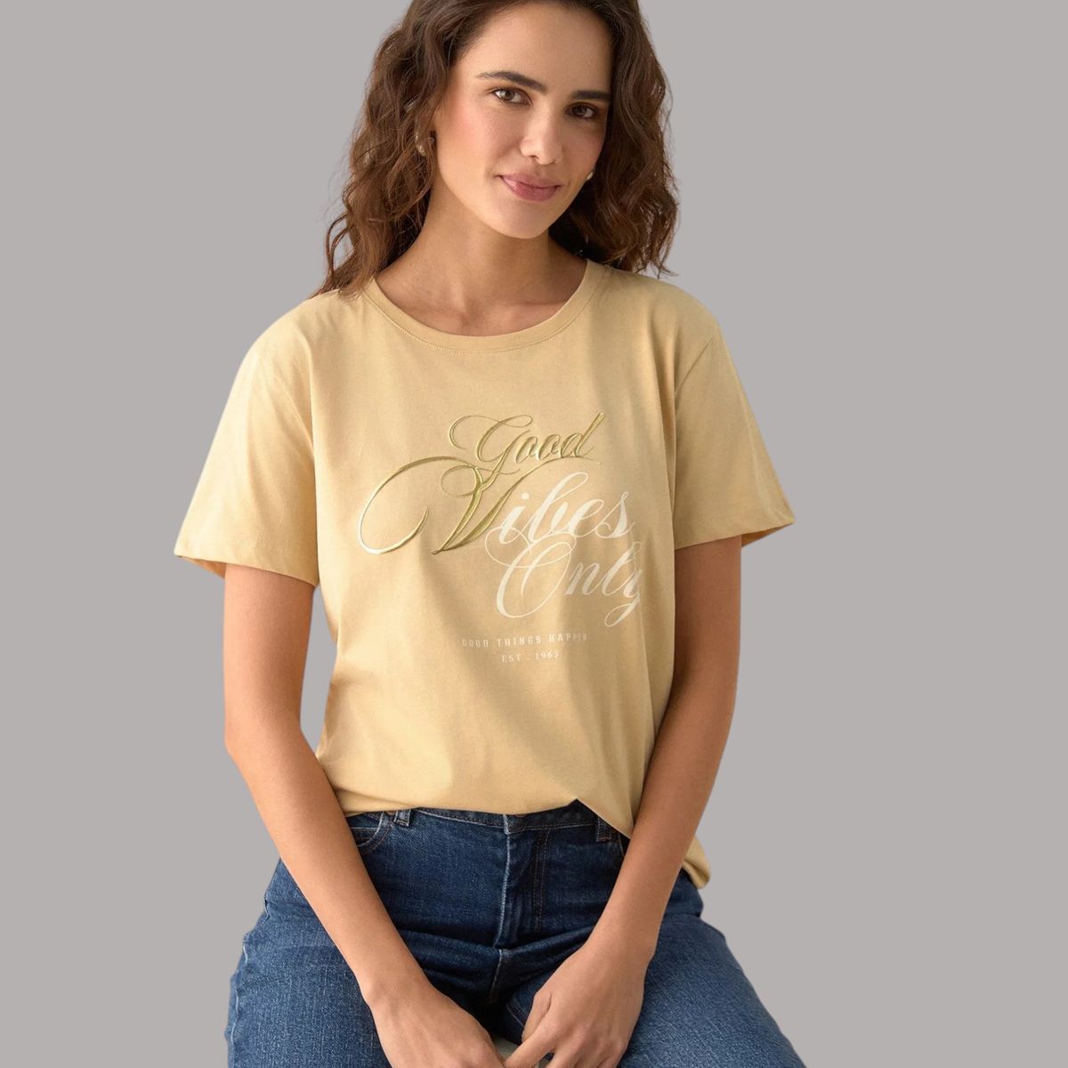 ESPRIT - Esprit Camiseta para Mujer con Relieve - Blusa para Dama Manga Corta