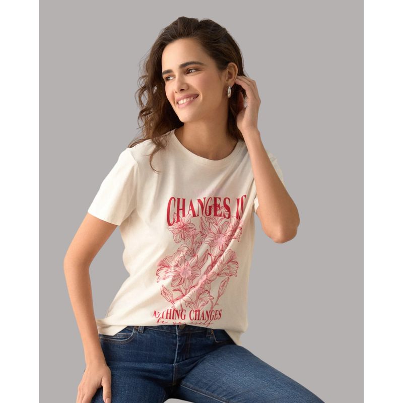 ESPRIT - Camiseta Esprit Mujer Cuello Redondo Estampada