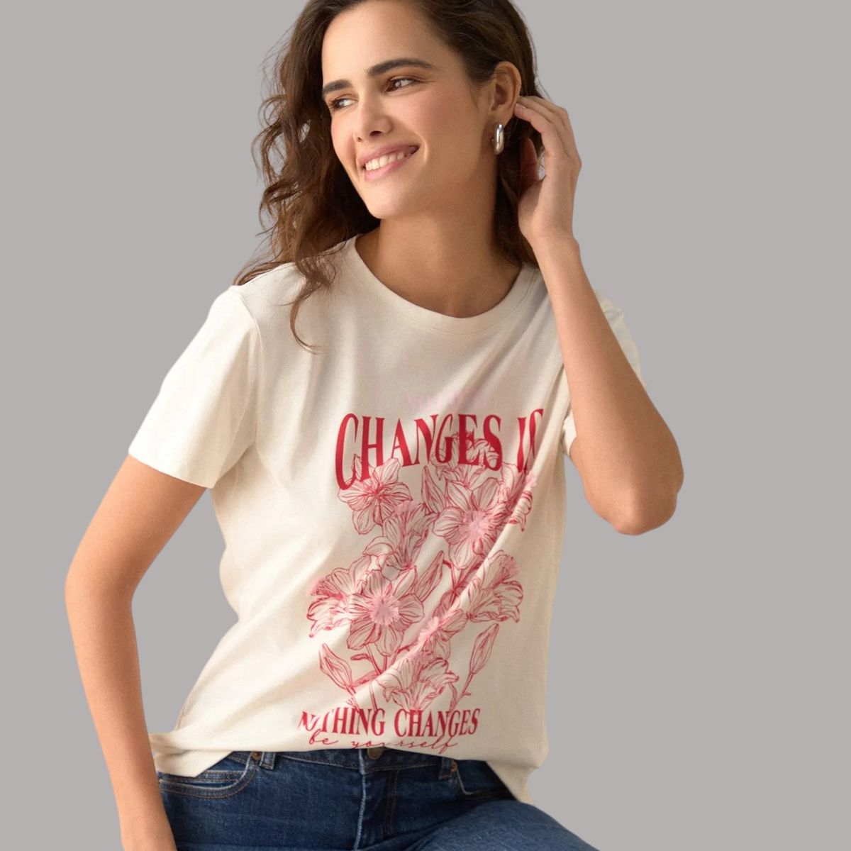 ESPRIT - Esprit Camiseta Mujer Cuello Redondo - Blusa para Dama Estampada