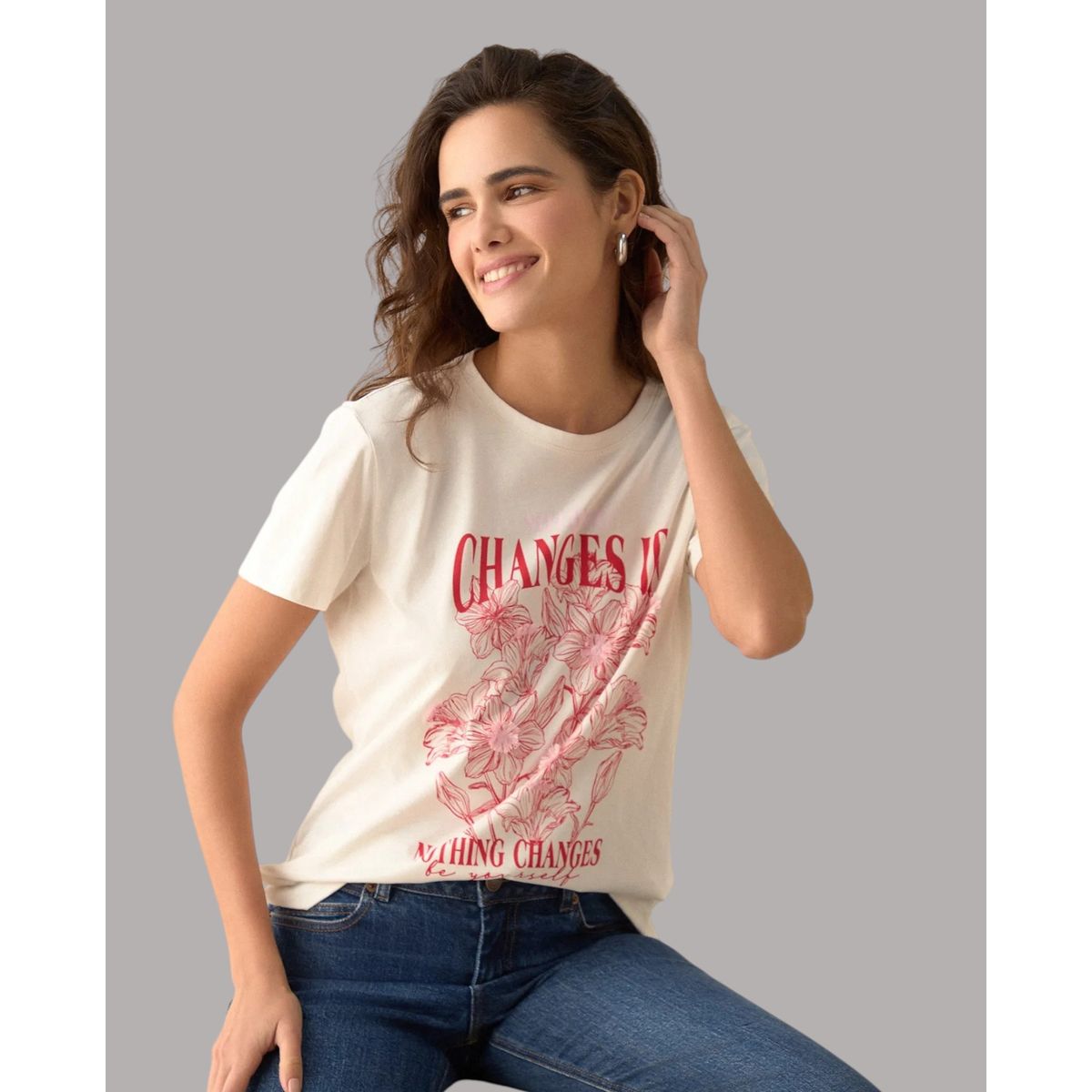 ESPRIT - Esprit Camiseta Mujer Cuello Redondo - Blusa para Dama Estampada