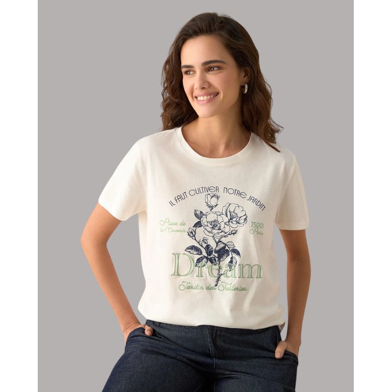 ESPRIT - Camiseta Esprit Mujer Cuello Redondo Estampado Floreado