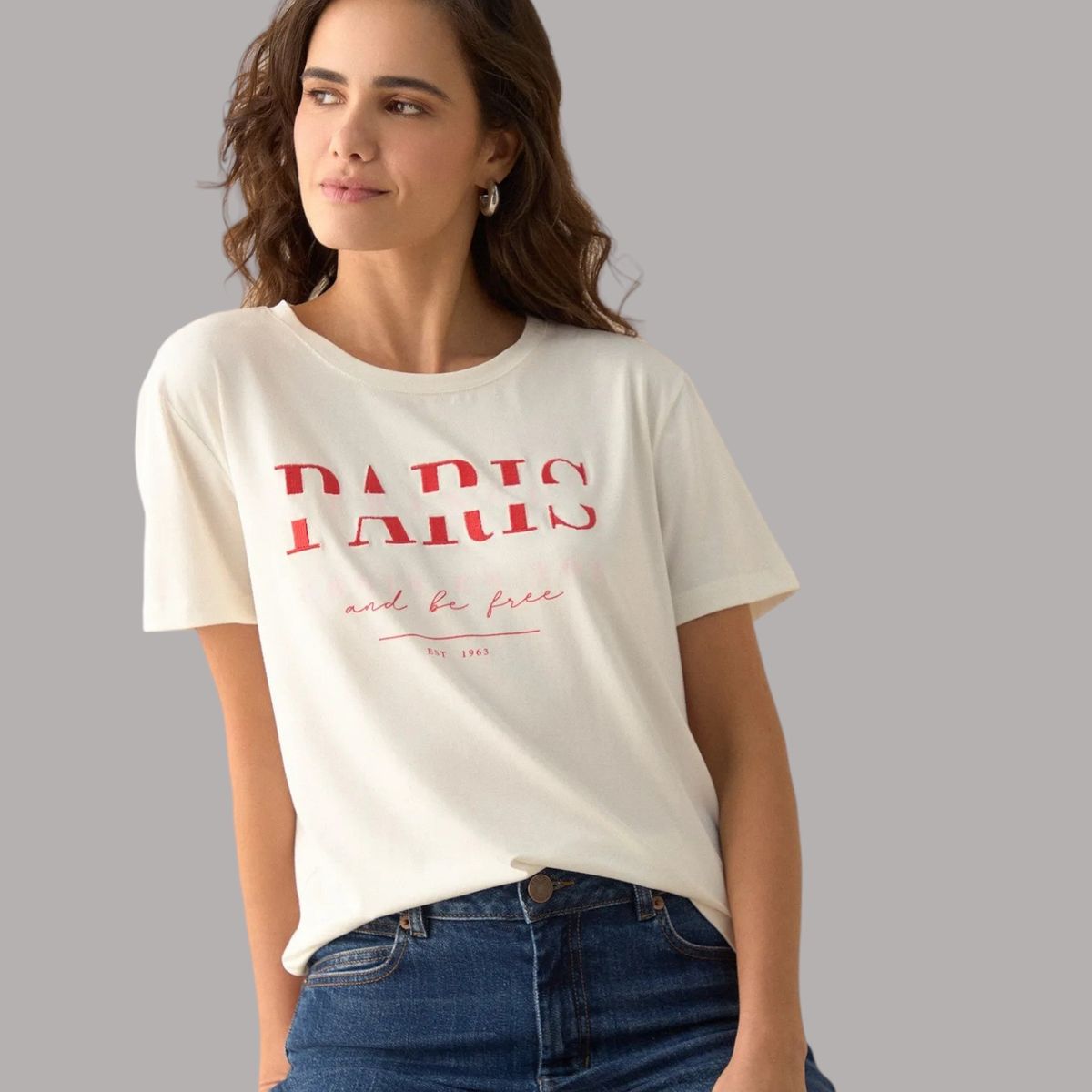 ESPRIT - Esprit Camiseta para Mujer Cuello Redondo - Blusa para Dama Bordada