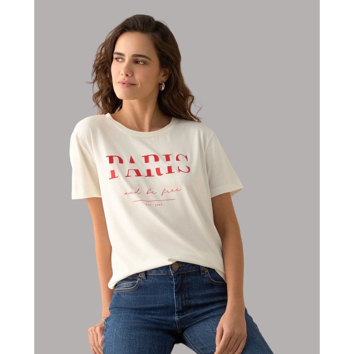 ESPRIT - Esprit Camiseta para Mujer Cuello Redondo - Blusa para Dama Bordada