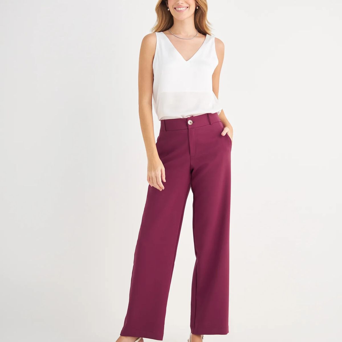 ESPRIT - Pantalón Esprit para Mujer de Bota Recta y Pretina Lisa