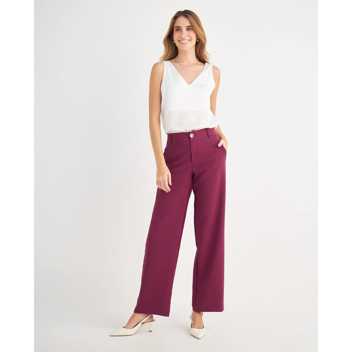 ESPRIT - Pantalón Esprit para Mujer de Bota Recta y Pretina Lisa