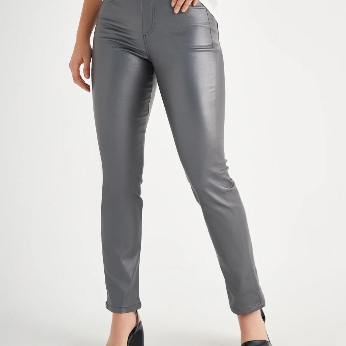 ESPRIT - Esprit Pantalón para Mujer con Efecto Metalizado