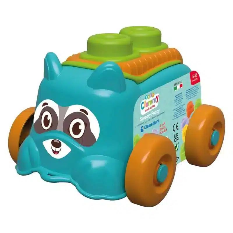CLEMENTONI - Juguete Sensorial Cachorro Rodante Y Bloques Para Bebés
