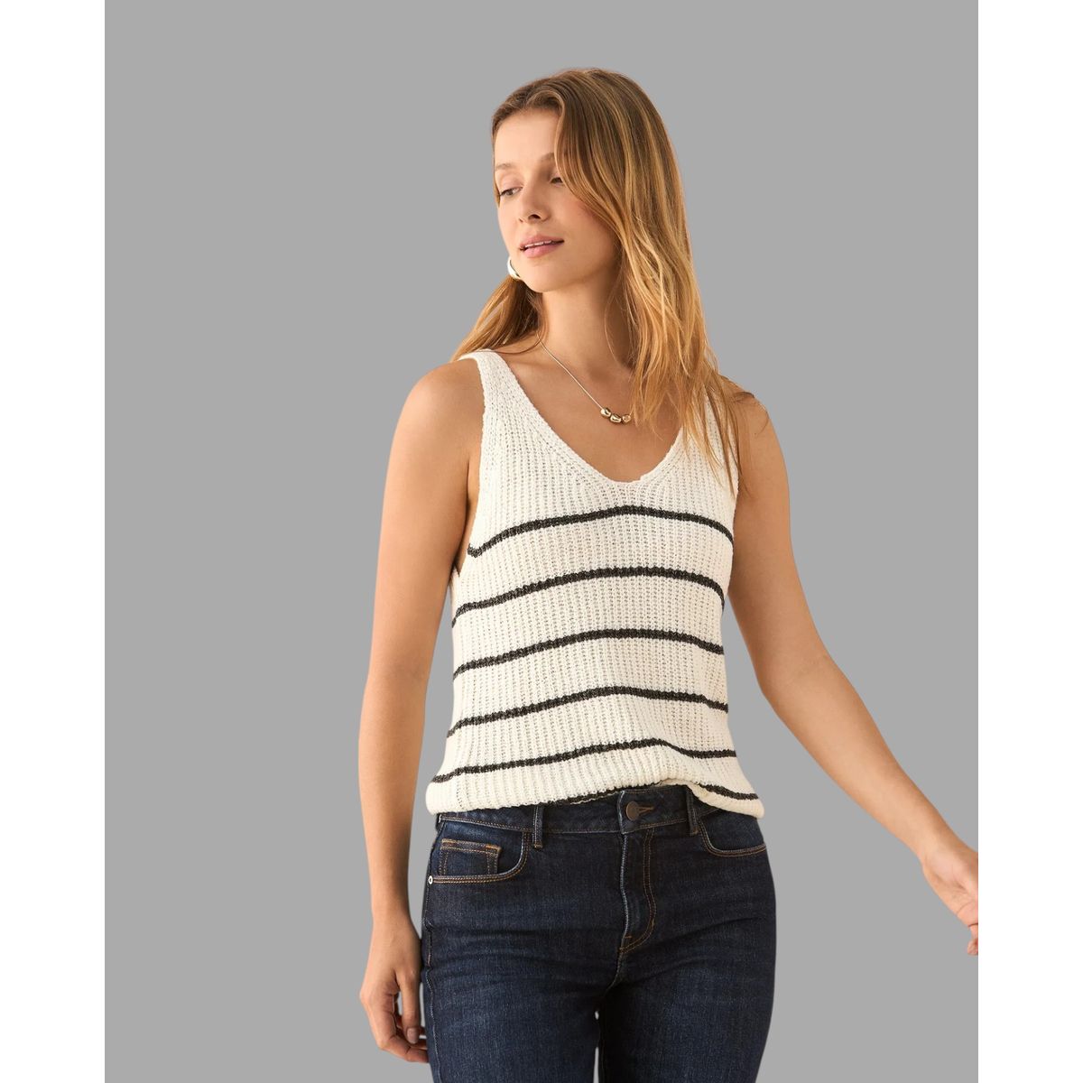 ESPRIT - Esprit Camiseta para Mujer Tejida Chaleco para Dame Escote en V