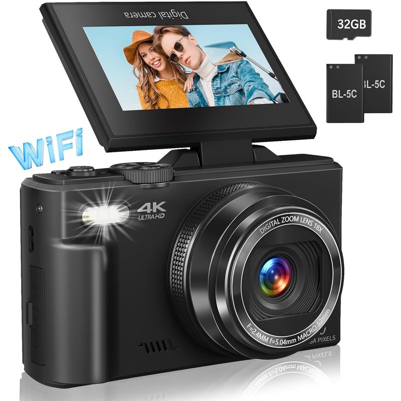 GENERICO - Cámara digital 4K para YouTube de 3 pulgadas zoom digital 18X vlogging