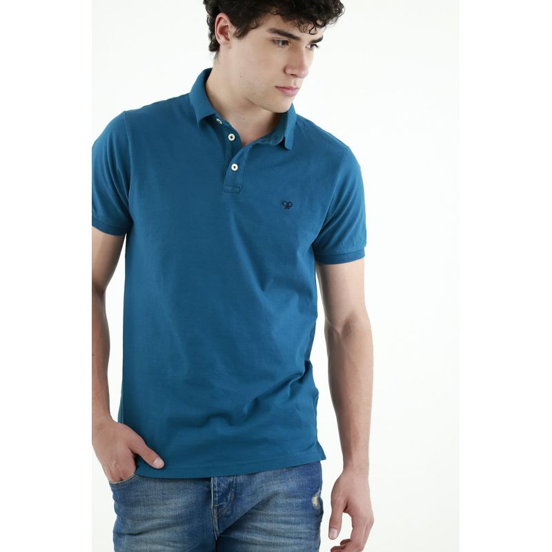 TENNIS - Polo azul  Lycra-Algodón para hombre