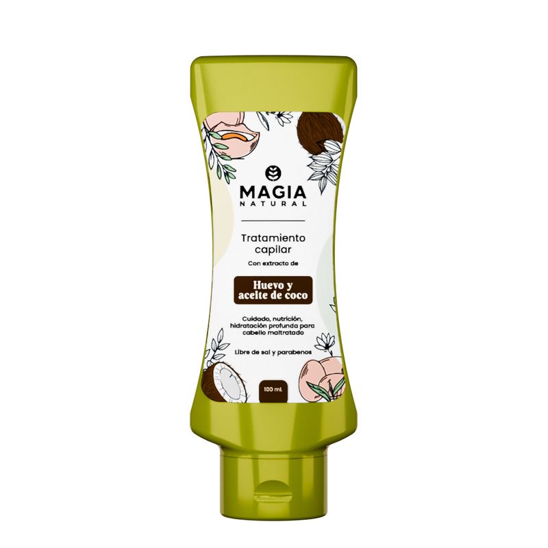 MAGIA NATURAL - Tratamiento Capilar de Huevo y Aceite de Coco Viajero 100ml  - Magia Natural