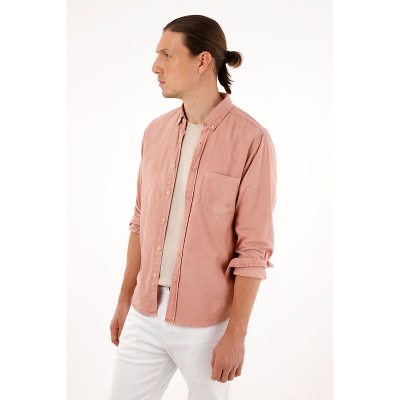 TENNIS - Camisa rosada con bolsillos delanteros para hombre