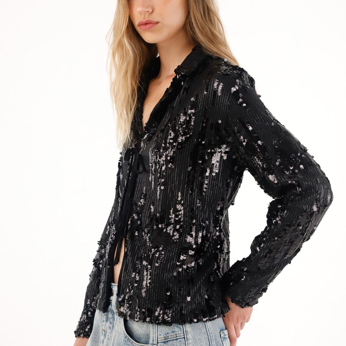 TENNIS - Abrigo negro de lentejuelas para mujer