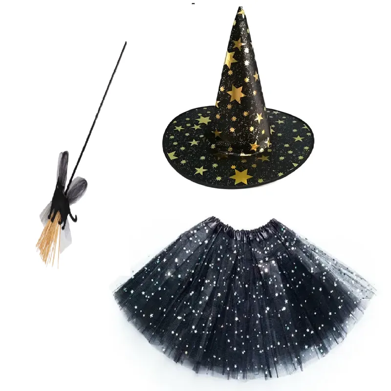 GENERICO - Disfraz De Bruja Dama Accesorios Sombrero Tutu Escoba