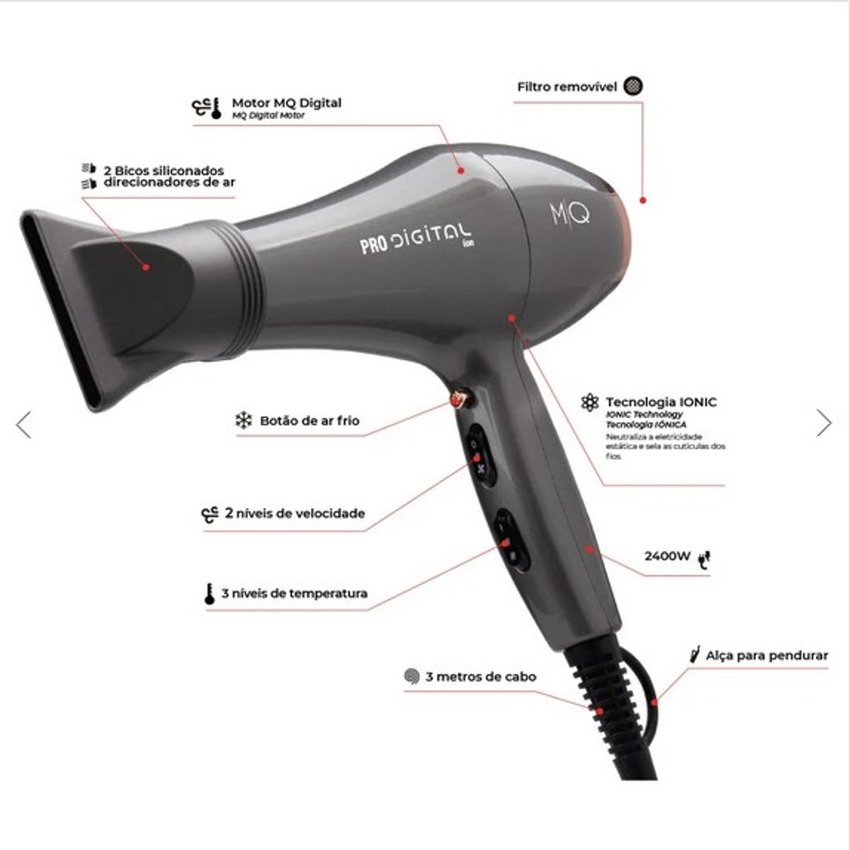 MQ PROFESIONAL - SECADOR MQ PROFESIONAL PRO DIGITAL 2400 WATS