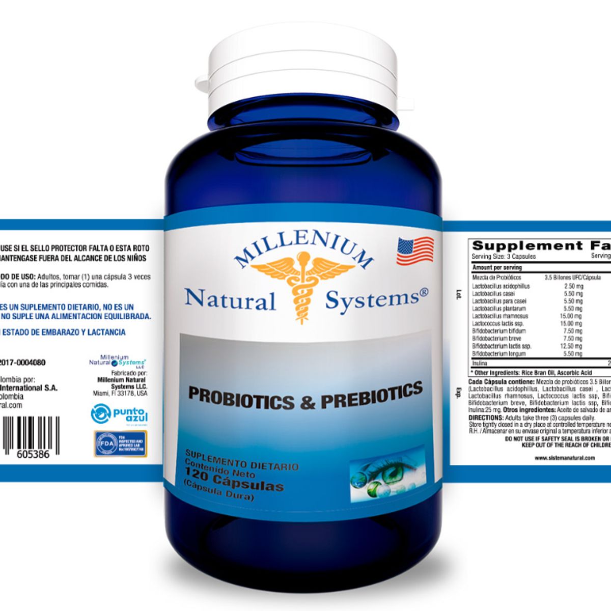NATURAL SYSTEM - SUPLEMENTO PROBIOTICOS Y PREBIOTICOS X 120 CAPSULAS