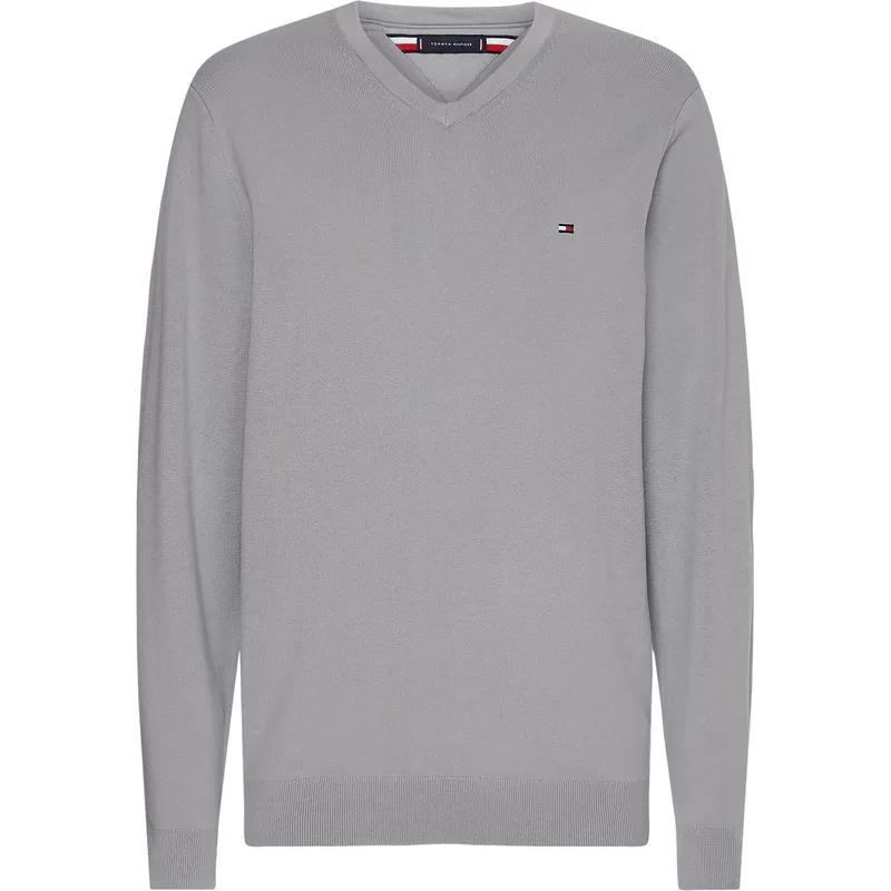 TOMMY HILFIGER - Saco Gris Tejido Essential De Cuello V