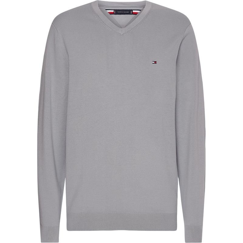 TOMMY HILFIGER - Saco Gris Tejido Essential De Cuello V