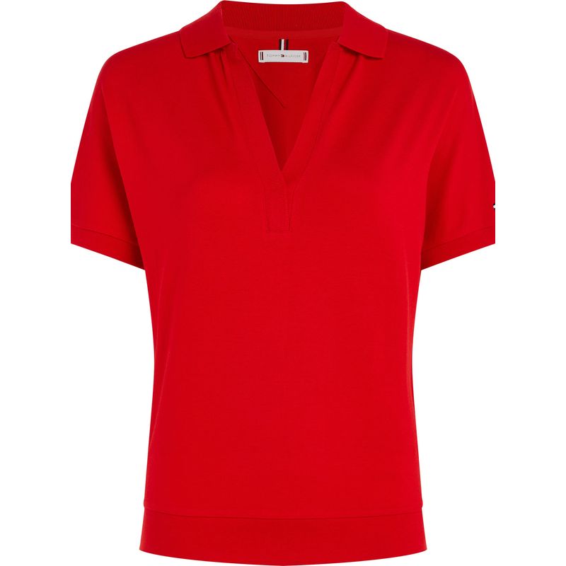 TOMMY HILFIGER - Polo De Rayas Y Corte Amplio Mujer Rojo Tommy Hilfiger