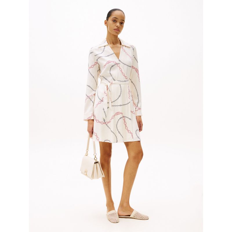 TOMMY HILFIGER - Minivestido Cruzado Con Estampado Integral WW0WW4466401V