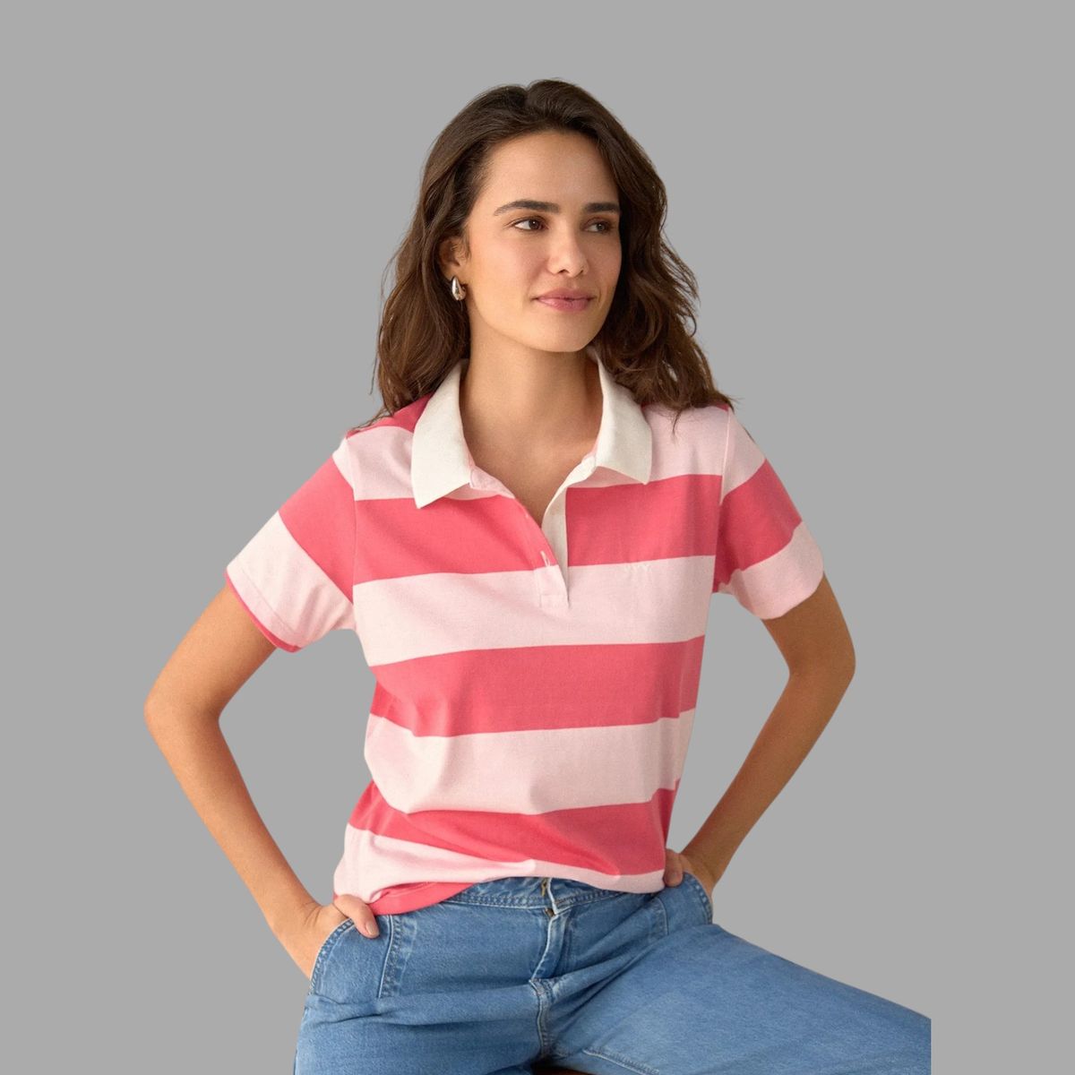 ESPRIT - Esprit Camiseta para Mujer Tipo Polo - Blusa para Dama Diseño a Rayas