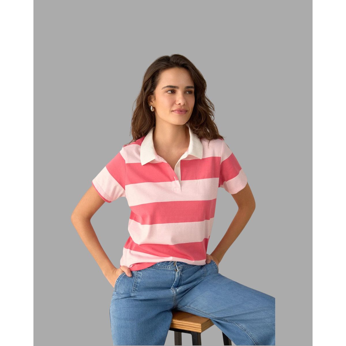 ESPRIT - Esprit Camiseta para Mujer Tipo Polo - Blusa para Dama Diseño a Rayas