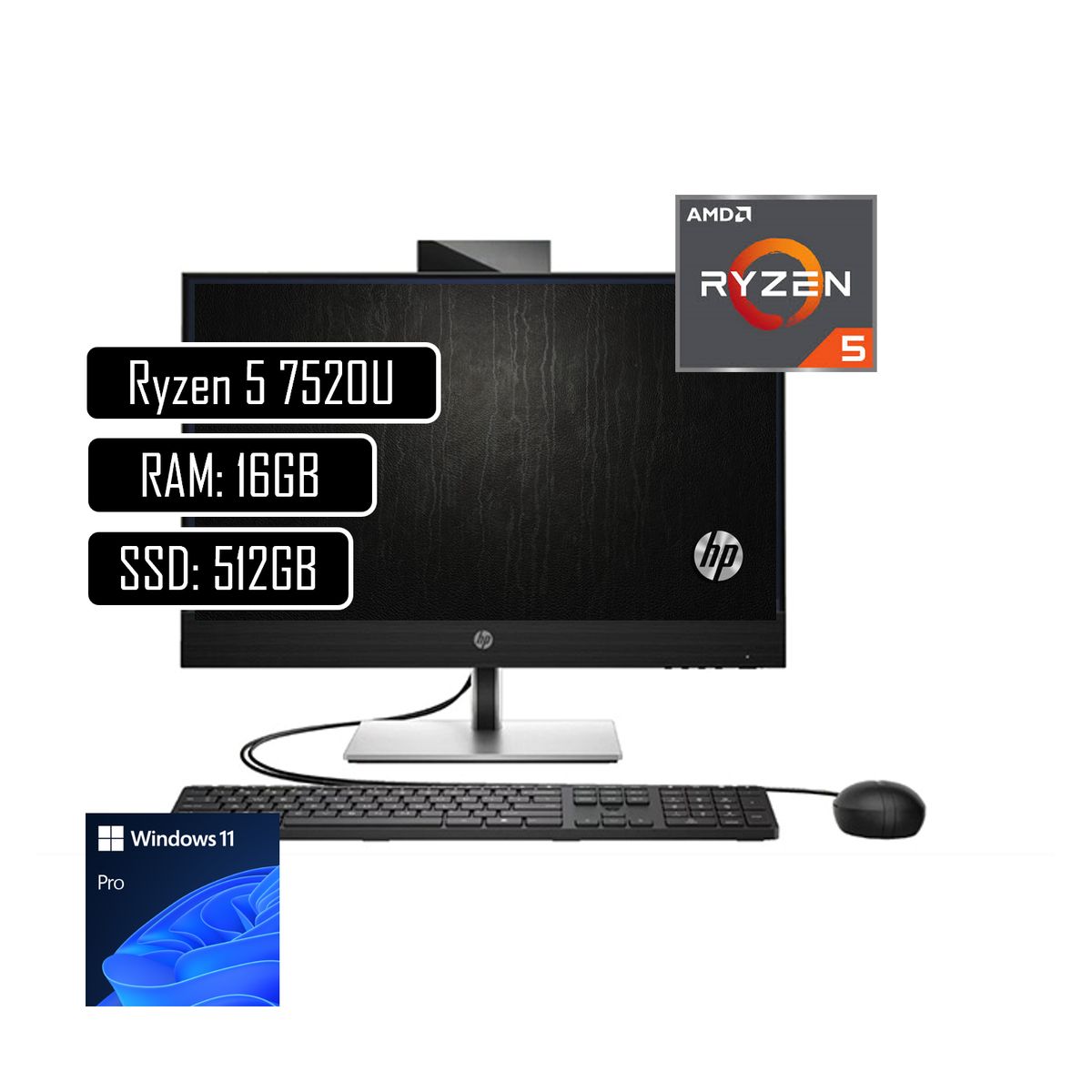 HP - Todo En Uno Hp Amd Ryzen 5 7520U Ram 16Gb Ssd 512Gb 23.8 Win11 Home