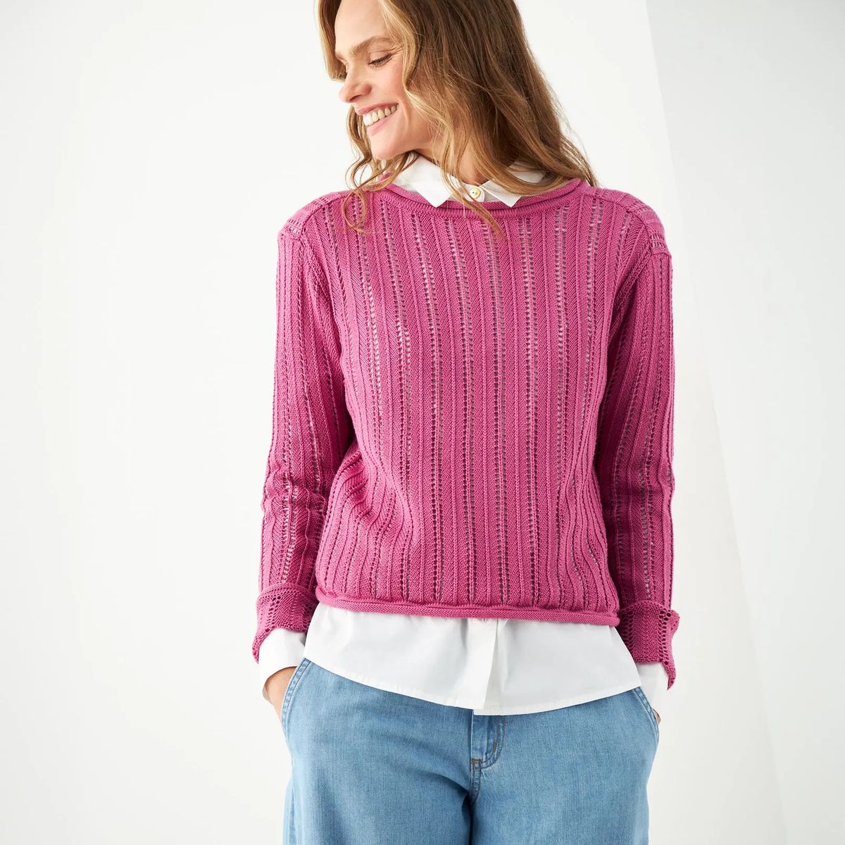 ESPRIT - Esprit Buzo Suéter para Mujer Tejido Cuello Redondo