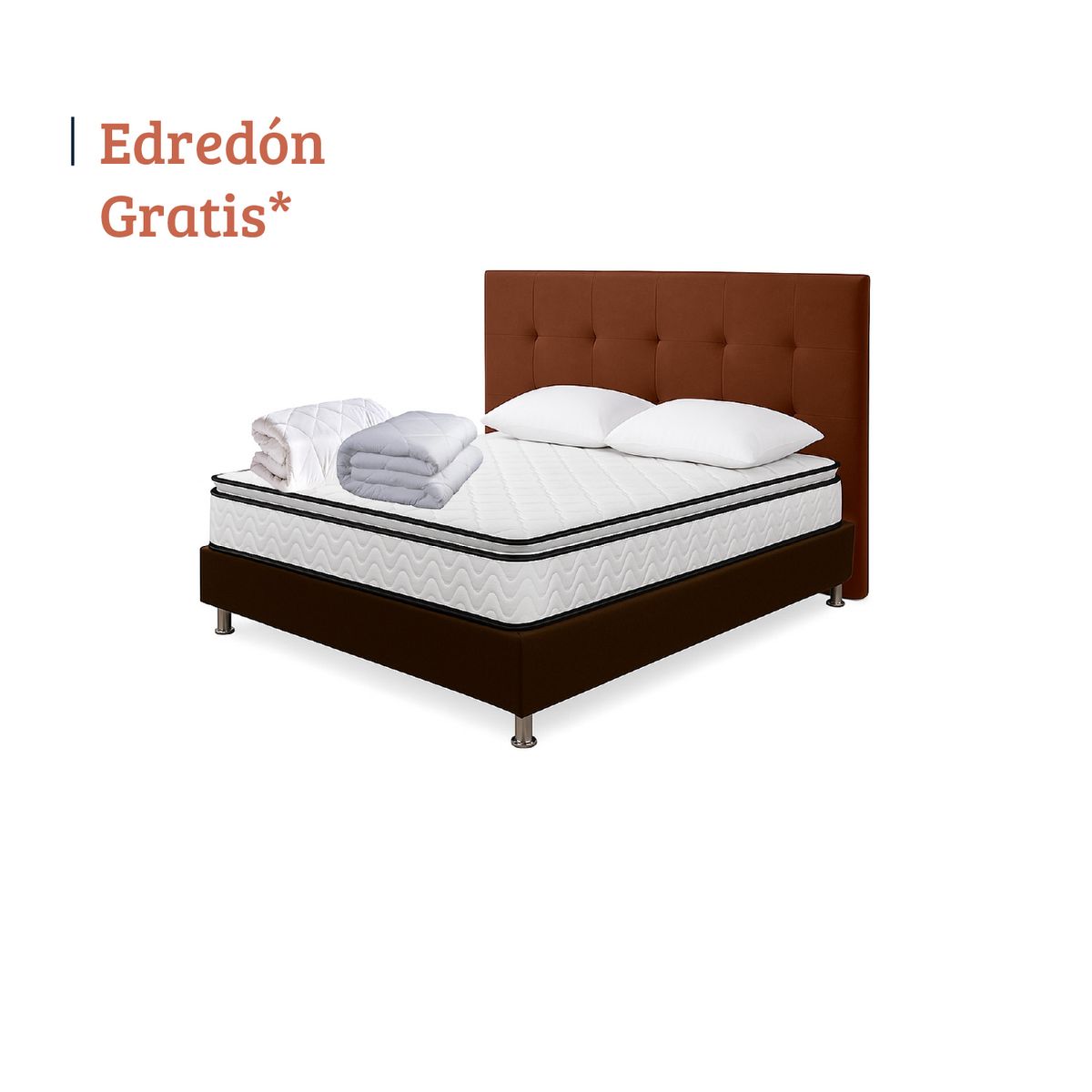 HIGH CLASS - Combo Colchón Standford Sencillo + Kit + Basecama Chocolate