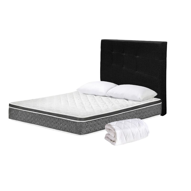 HIGH CLASS - Colchón Sencillo Cambridge + Almohada + Protector + Cabecero Negro