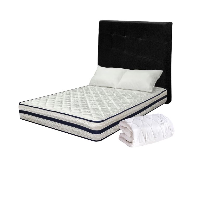 HIGH CLASS - Colchón Sencillo Texas + Almohada + Protector + Cabecero Negro